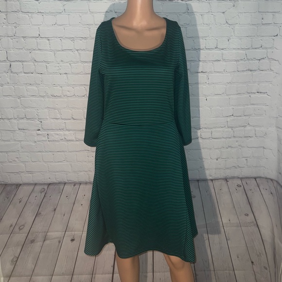 The Limited Dresses & Skirts - the limited green & black striped long sleeve dress size S